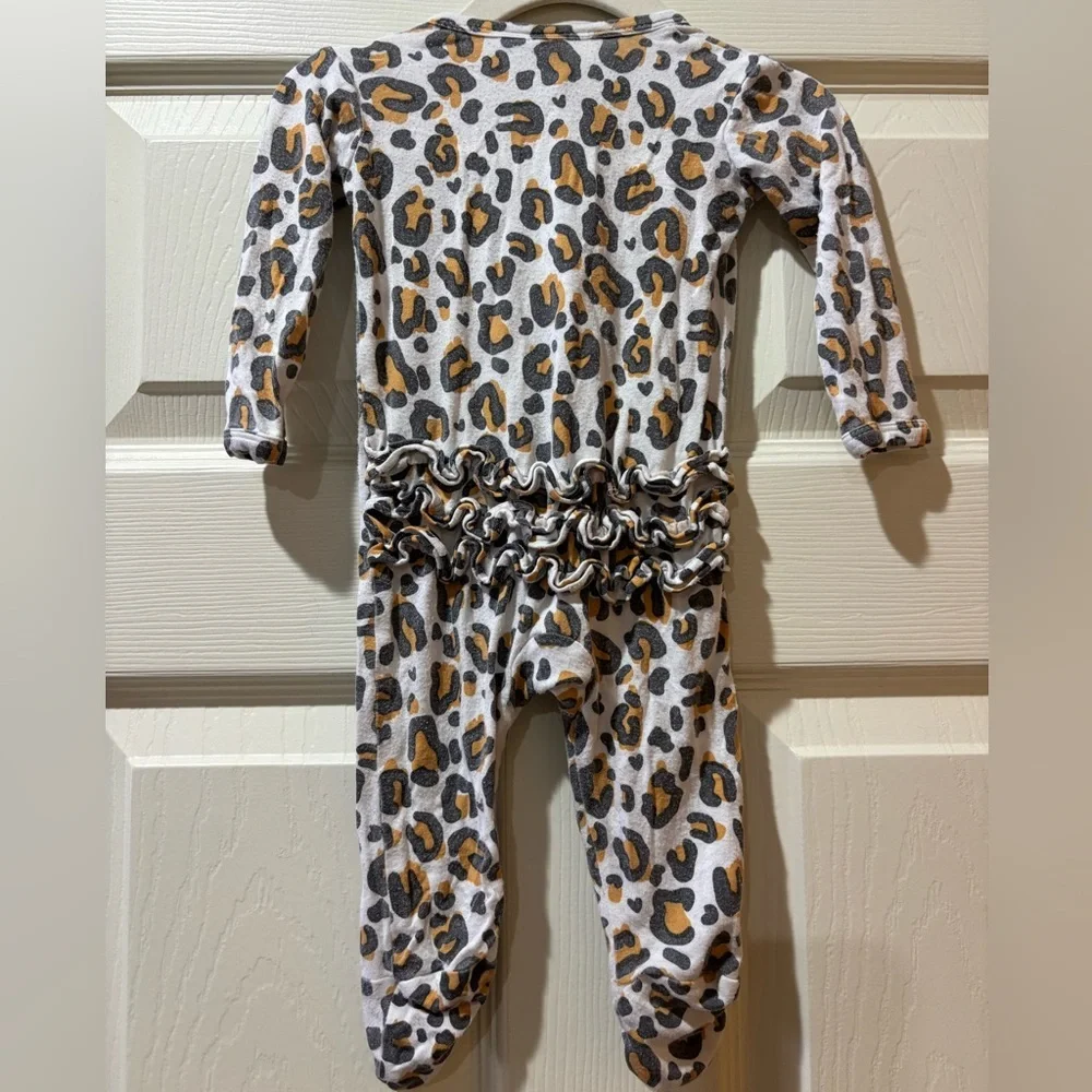 Spearmint Love Bamboo Leopard Print Kids Footie